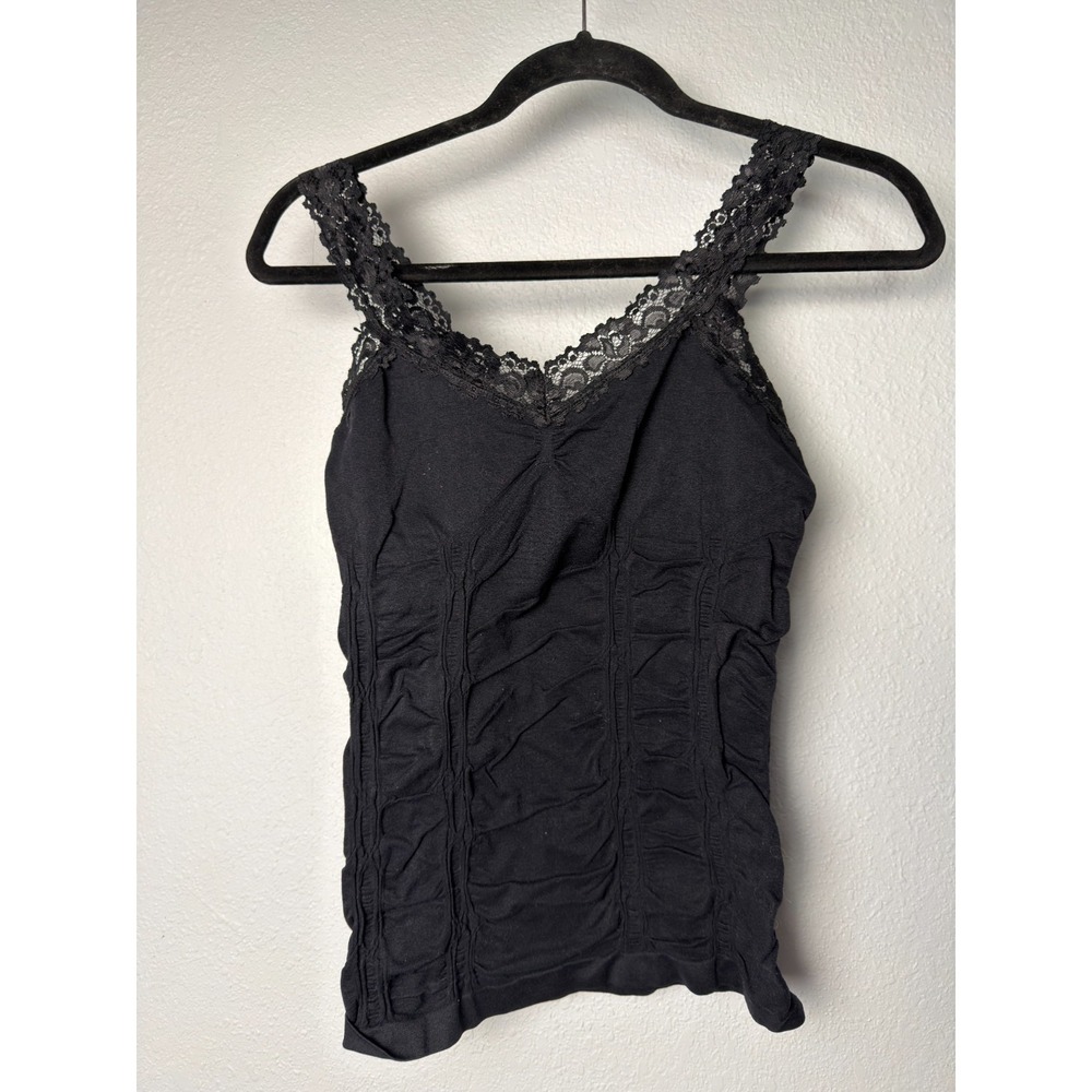 Vintage Bongo‎ Cami Top Women's Small Black Lace Trim V Neck Coquette Whimsigoth
